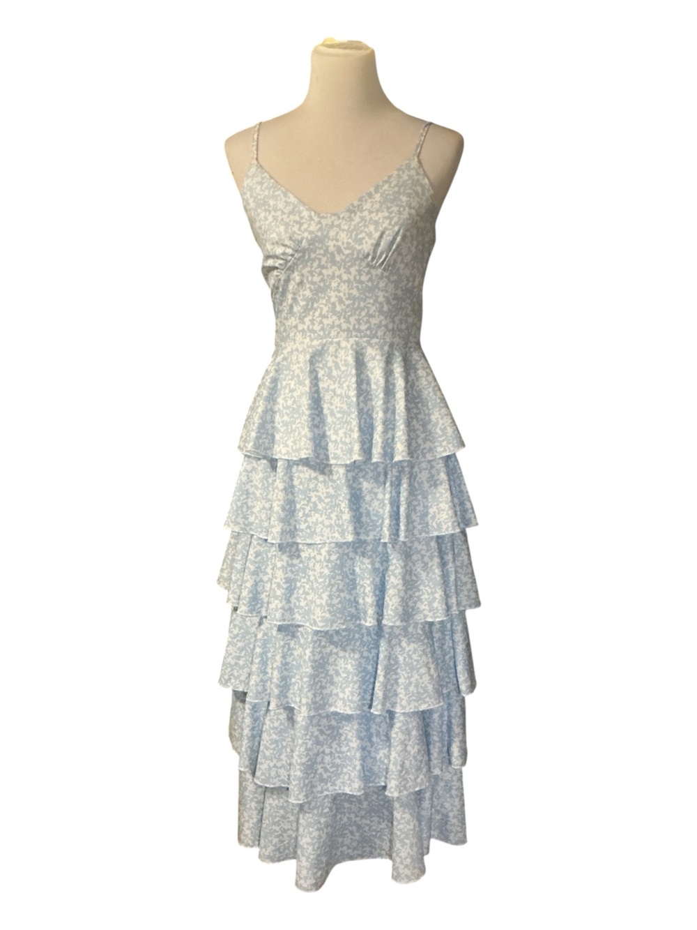 Light Blue Floral Tiered Maxi Dress - Unbranded